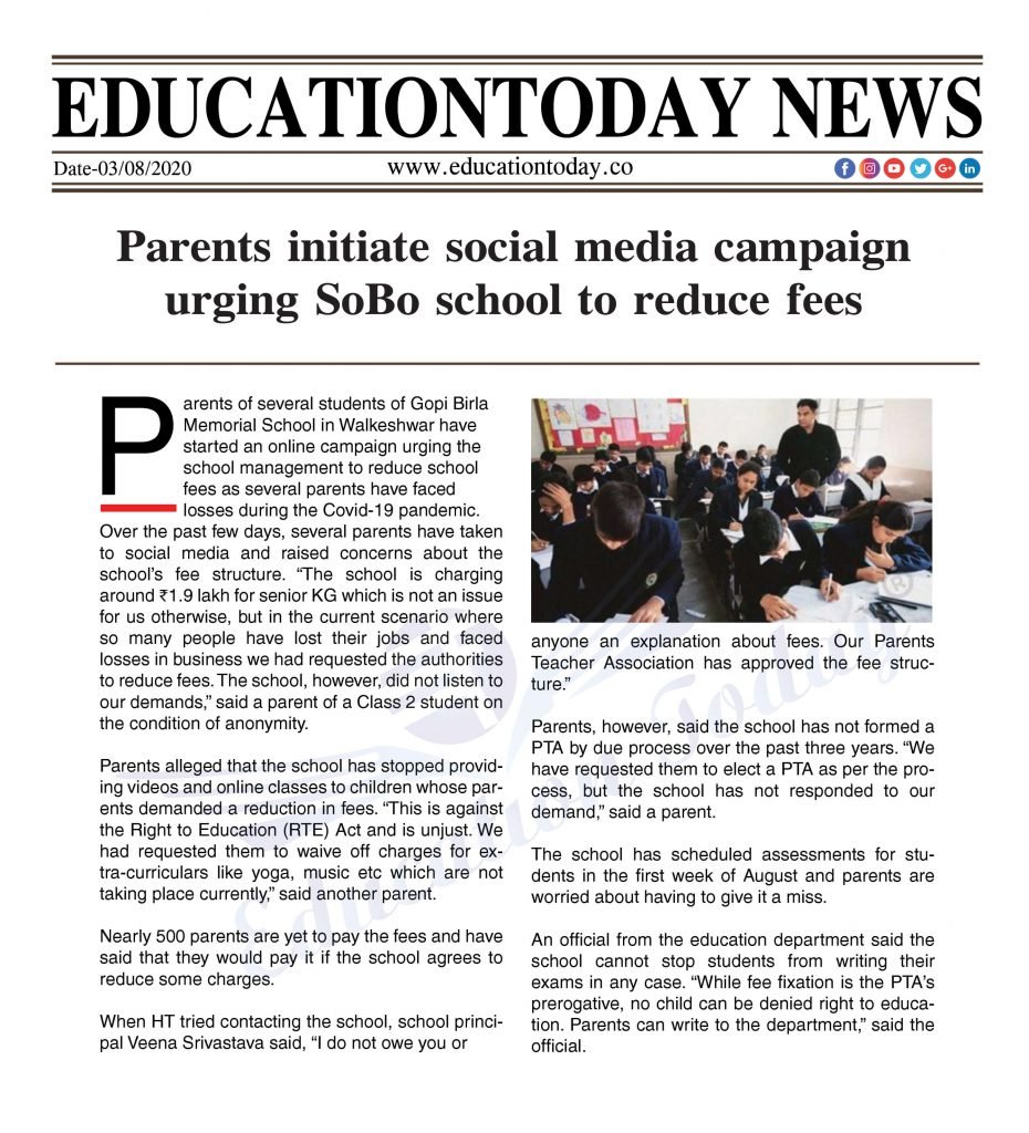 Parents initiate social media campaign urging SoBo school to reduce fees