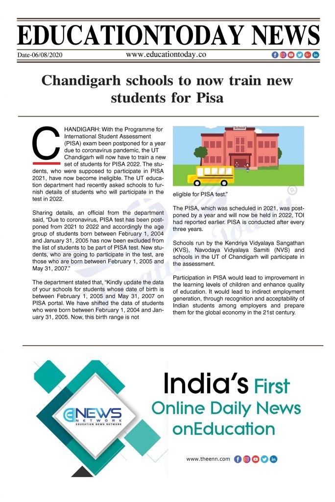 Chandigarh schools to now train new students for Pisa