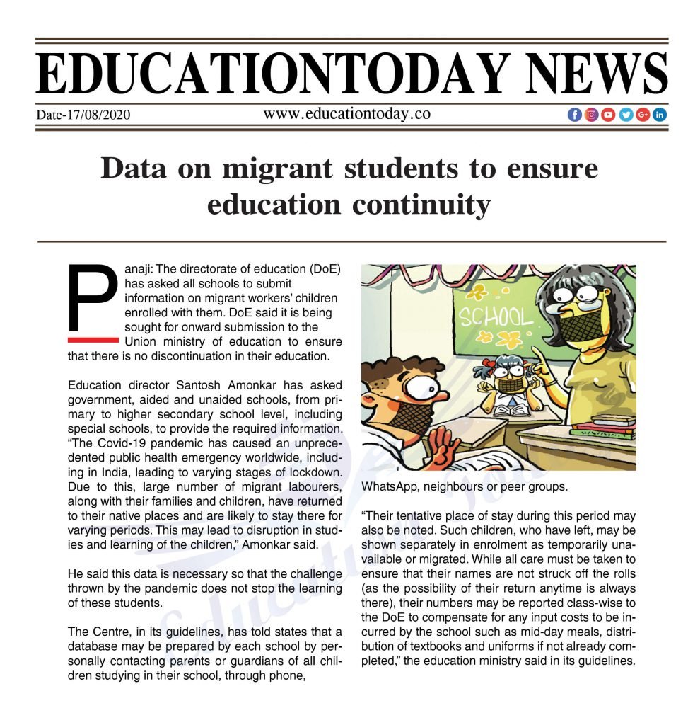Data on migrant students to ensure education continuity