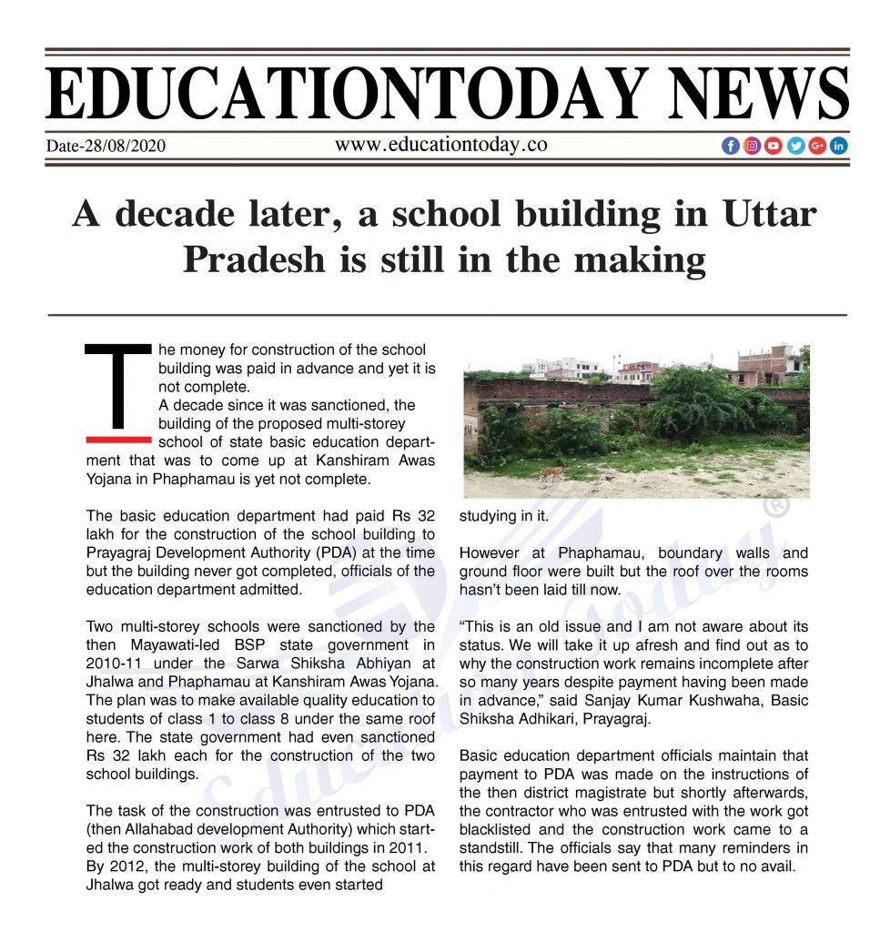 A decade later, a school building in Uttar Pradesh is still in the making