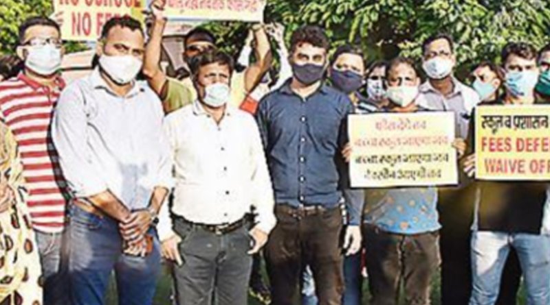Parents protest against private school, demand fee waiver