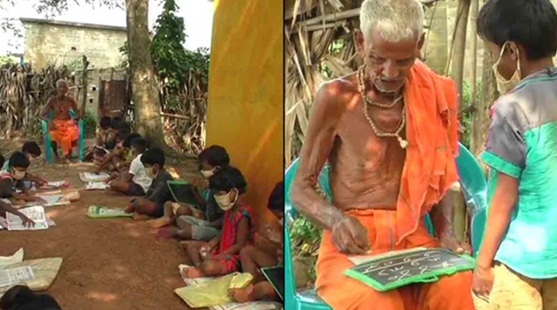 This man has been teaching children under a tree without fees for over 75 years in Odisha’s Jajpur