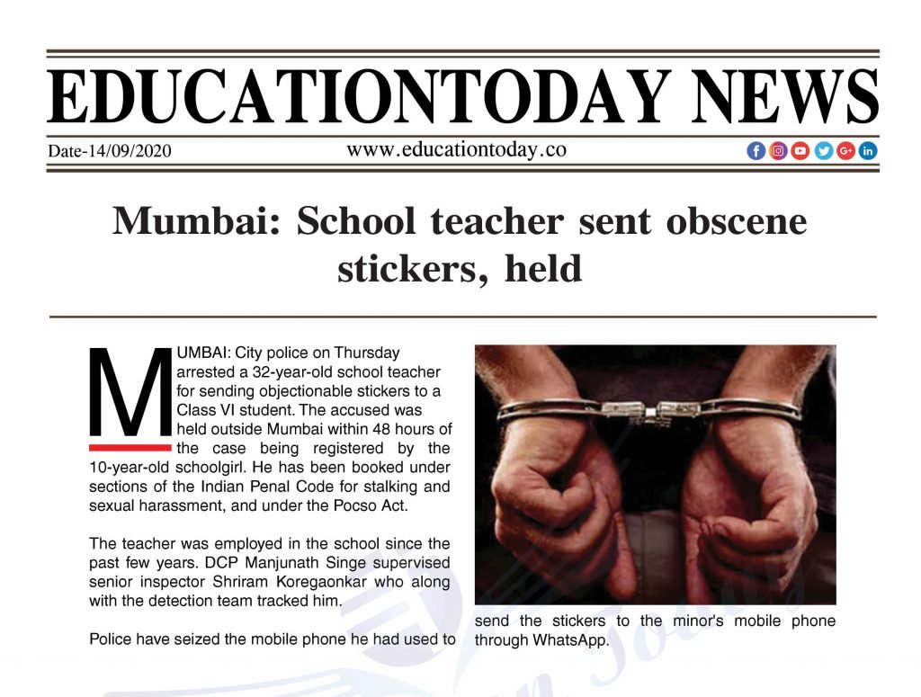 Mumbai: School teacher sent obscene stickers, held