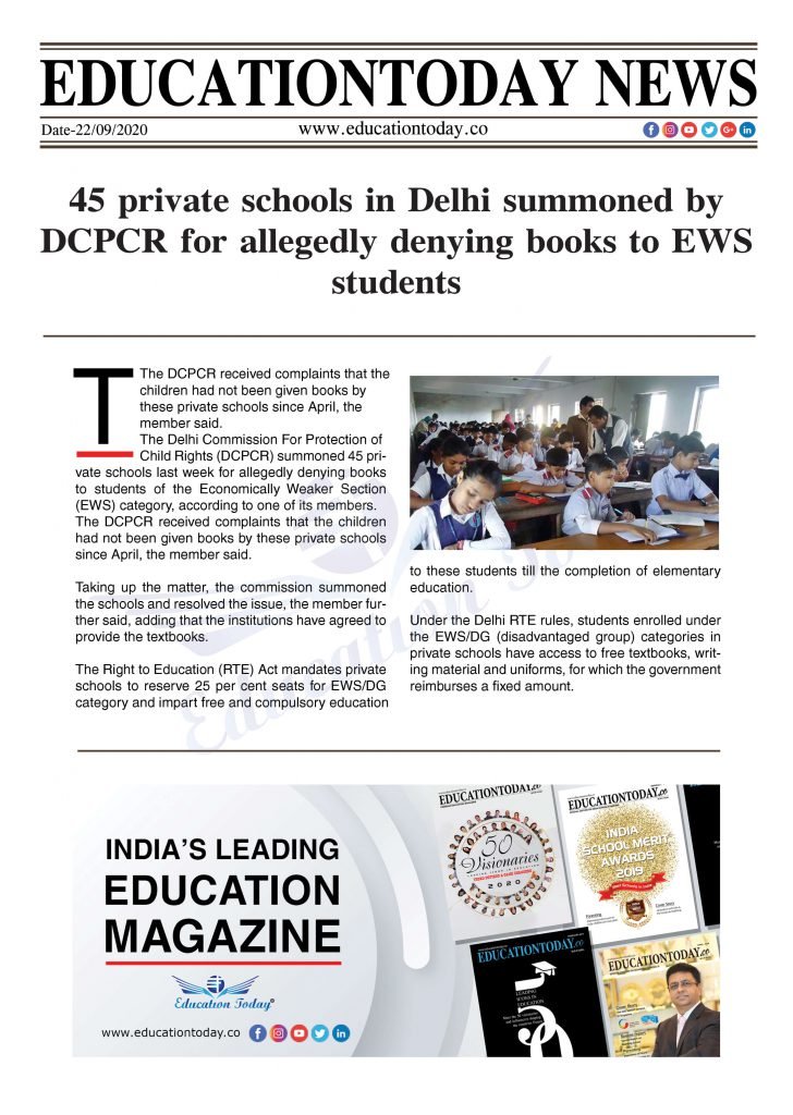45 private schools in Delhi summoned by DCPCR for allegedly denying books to EWS students