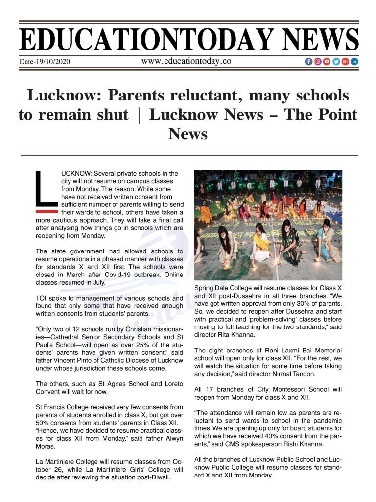Lucknow: Parents reluctant, many schools to remain shut