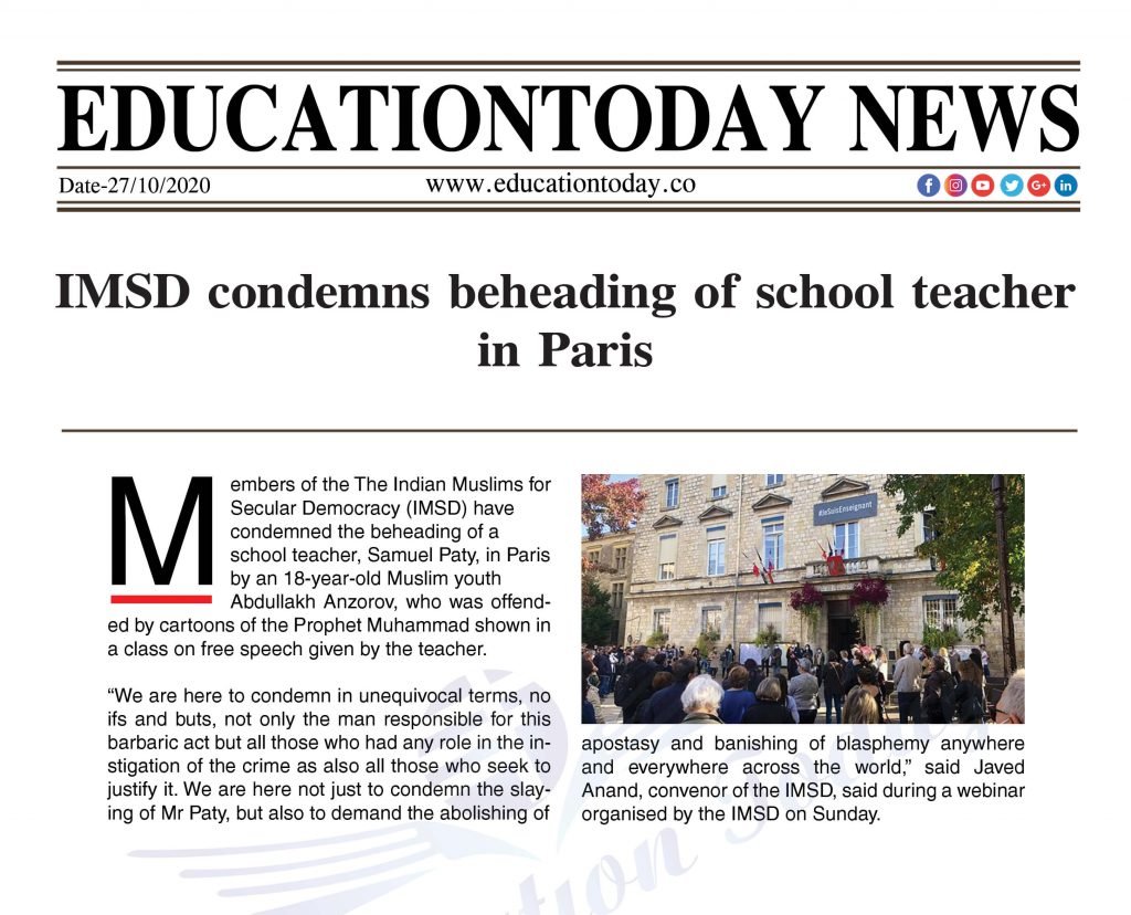 IMSD condemns beheading of school teacher in Paris