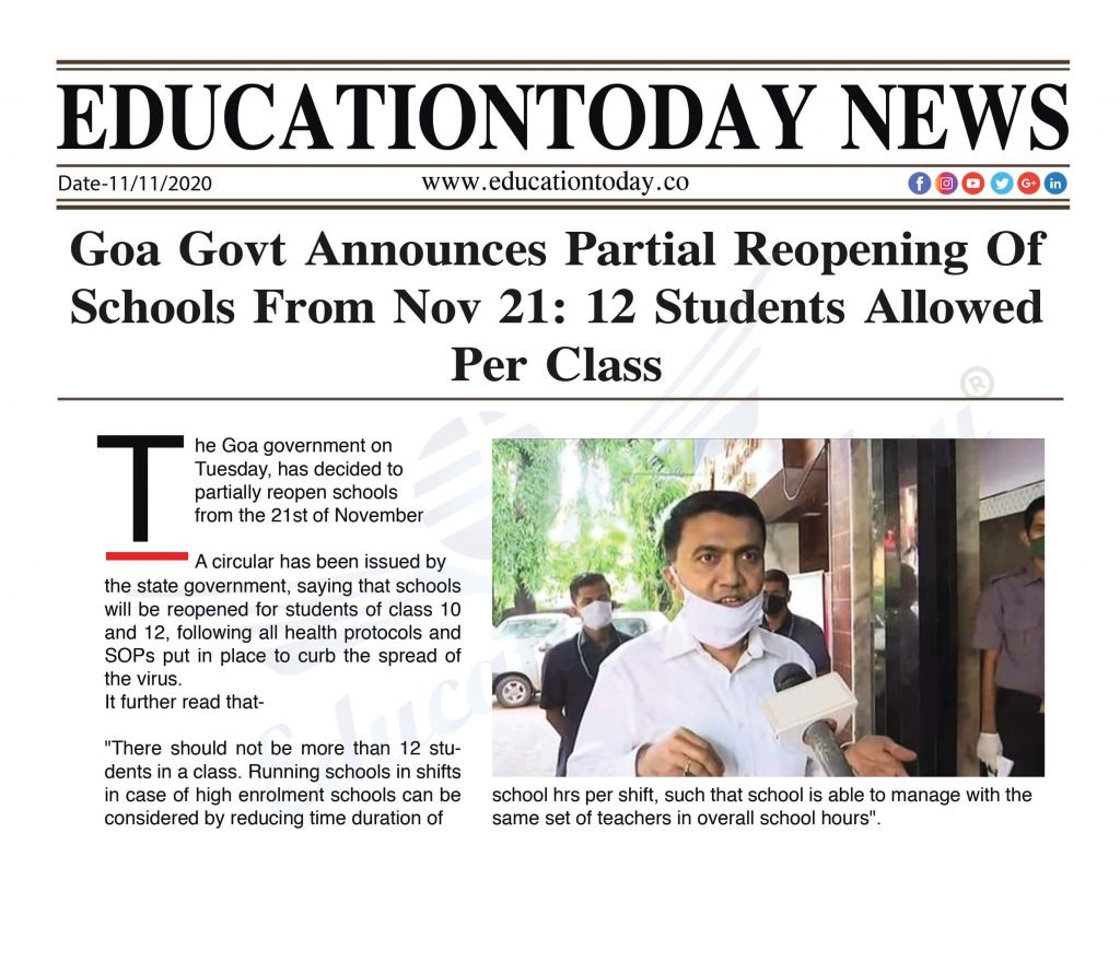 Goa Govt Announces Partial Reopening Of Schools From Nov 21: 12 Students Allowed Per Class