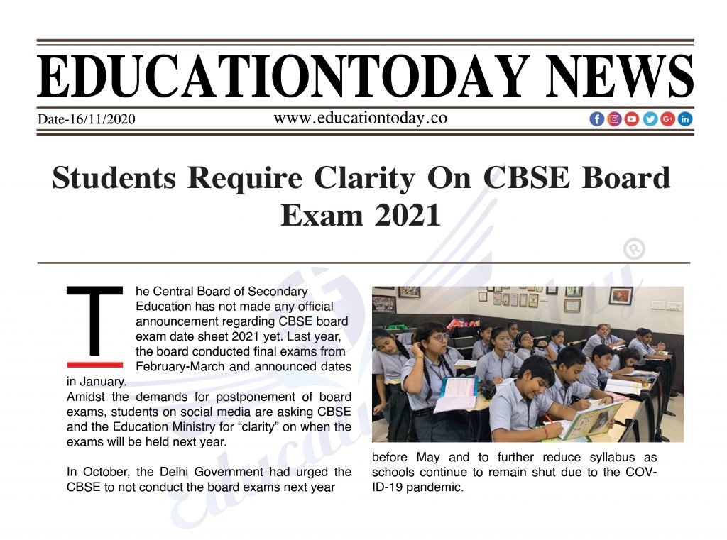 Students Require Clarity On CBSE Board Exam 2021