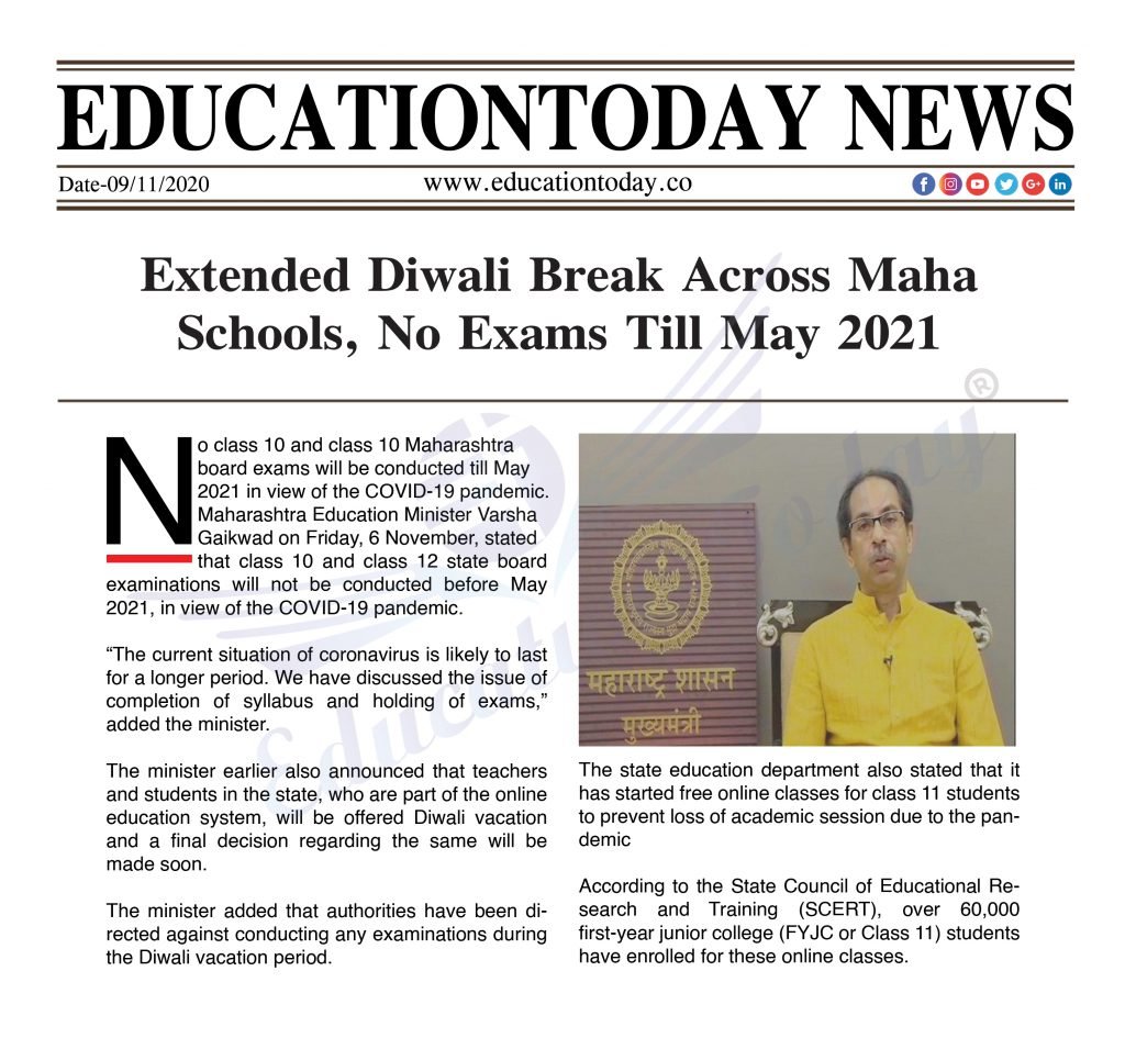 Extended Diwali Break Across Maha Schools, No Exams Till May 2021