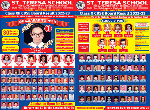 ST. Teresa School Sparkles with its Excellent Academic Performance in CBSE 2023 Result!