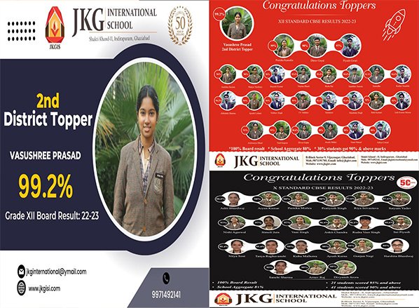 Vasushree Prasad, 2nd District Topper Created Significant Milestone for JKG International School in Grade XII Board Result 2022-23